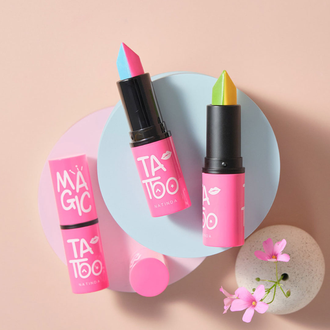 NATINDA Magic Tattoo Lipstick – pH Color-Changing Lip Balm 3.5g x 2